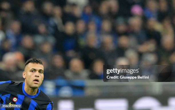 Lautaro Martínez of FC Internazionale looks on during the Serie A TIM match between FC Internazionale and Atalanta BC - Serie A TIM at Stadio...