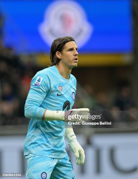 Yann Sommer of FC Internazionale looks on during the Serie A TIM match between FC Internazionale and Atalanta BC - Serie A TIM at Stadio Giuseppe...