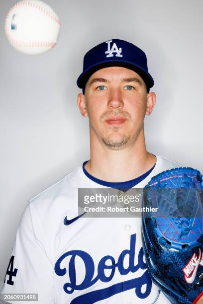 Dodger Walker Buehler is photographed for Los Angeles Times on February 21, 2024 at Camelback Ranch in Glendale, Arizona. PUBLISHED IMAGE. CREDIT...