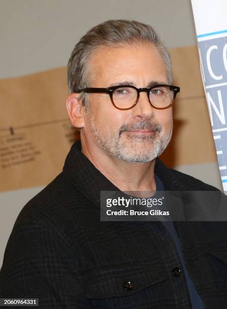 Steve Carell poses during the Lincoln Center Theater revival of "Uncle Vanya" cast meet & greet at The Lincoln Center Theater Rehearsal Room on March...