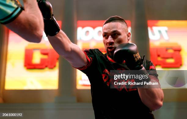 Joseph Parker during a media workout ahead of the WBO Interim World Heavyweight Title fight between Zhilei Zhang and Joseph Parker on the Knockout...