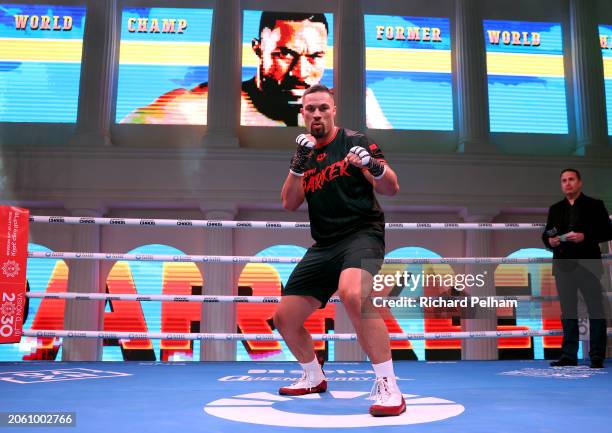 Joseph Parker poses for a photograph during a media workout ahead of the WBO Interim World Heavyweight Title fight between Zhilei Zhang and Joseph...