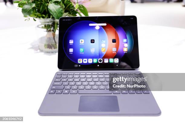 The Xiaomi Pad 6s Pro 12.4, the top-tier smart tablet by the Chinese manufacturer, is being displayed alongside the Xiaomi Pad 6 Keyboard at the...