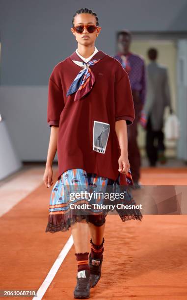 Model walks the runway during the Lacoste Womenswear Fall/Winter 2024-2025 show as part of Paris Fashion Week on March 05, 2024 in Paris, France.