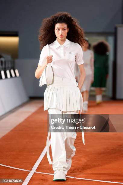 Model walks the runway during the Lacoste Womenswear Fall/Winter 2024-2025 show as part of Paris Fashion Week on March 05, 2024 in Paris, France.