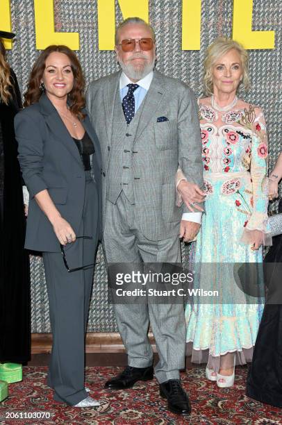 Jaime Winstone, Ray Winstone and Elaine Winstone attend the UK series global premiere of "The Gentlemen" at the Theatre Royal Drury Lane on March 05,...