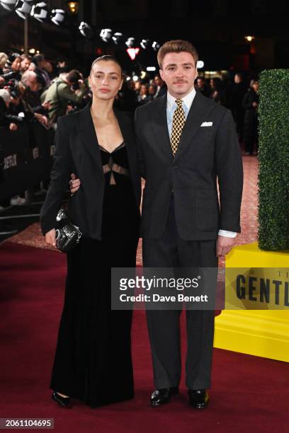 Rocco Ritchie and guest attend the UK Series Global Premiere of new Netflix series "The Gentlemen" at the Theatre Royal Drury Lane on March 05, 2024...