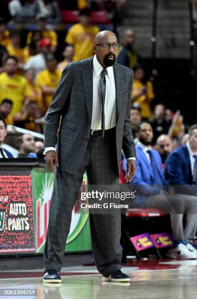 Head coach Mike Woodson of the Indiana Hoosiers watches the game against the Maryland Terrapins at Xfinity Center on March 03, 2024 in College Park,...