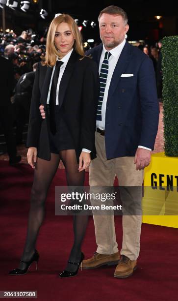 Jacqui Ainsley and Guy Ritchie attend the UK Series Global Premiere of new Netflix series "The Gentlemen" at the Theatre Royal Drury Lane on March...