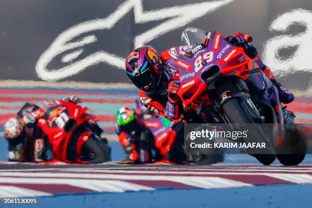 Prima Pramac Racing Spanish rider Jorge Martin steers his bike during the first free practice session of the Qatar MotoGP Grand Prix at the Lusail...