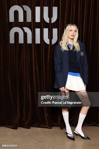 Leonie Hanne attends the Miu Miu Womenswear Fall/Winter 2024-2025 show as part of Paris Fashion Week on March 05, 2024 in Paris, France.