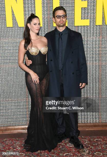 Kaya Scodelario and Theo James attend the UK series global premiere of "The Gentlemen" at the Theatre Royal Drury Lane on March 05, 2024 in London,...