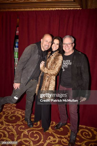 John Varvatos, Joyce Varvatos and Ross Mauri attend Love Rocks NYC Rehearsal Night at Beacon Theatre on March 6, 2024 in New York City.