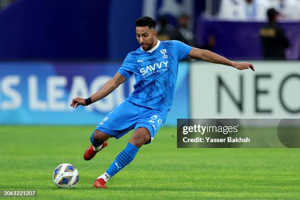 Salem Al-Dawsari of Al Hilal makes a pass during the AFC Champions League Quarter Final First Leg match between Al-Hilal and Al-Ittihad at Kingdom...