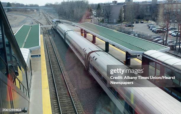 Southbound train to leaves the Albany- Rensselaer Train Station on Monday, April 8, 2013 in Rensselaer, N.Y. Metro North Railroad has added more than...