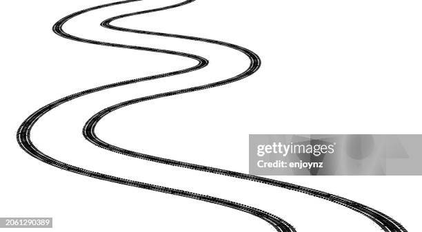 reifenspuren – illustration - reifenspur stock-grafiken, -clipart, -cartoons und -symbole