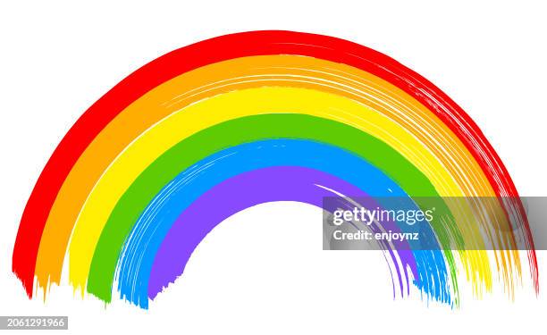 ilustraciones, imágenes clip art, dibujos animados e iconos de stock de pincel aviva el vector - bandera del arco iris