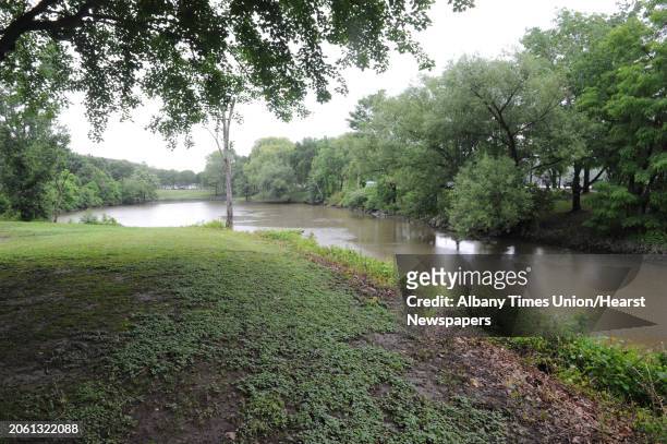 Path of the Corning Preserve that stretches between the state water intake to the south and the tidal ponds to the north on Tuesday, June 11, 2013 in...