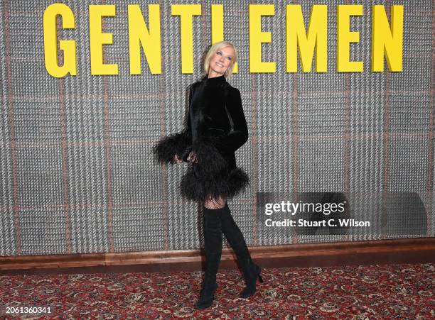 Joely Richardson attends the UK series global premiere of "The Gentlemen" at the Theatre Royal Drury Lane on March 05, 2024 in London, England.