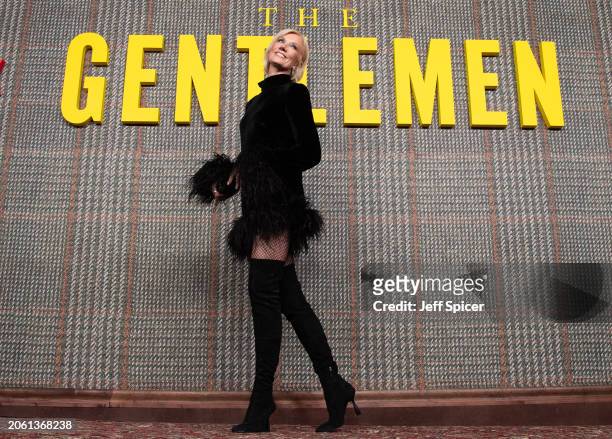 Joely Richardson attends the UK Series Global Premiere of "The Gentlemen" at the Theatre Royal Drury Lane on March 05, 2024 in London, England.