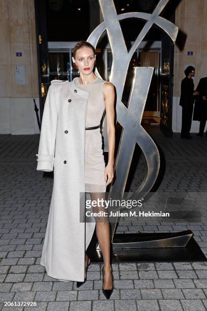 Anja Rubik attends the Saint Laurent Men Collection Fall/Winter 2024-2025 as part of Paris Fashion Week on March 05, 2024 in Paris, France.