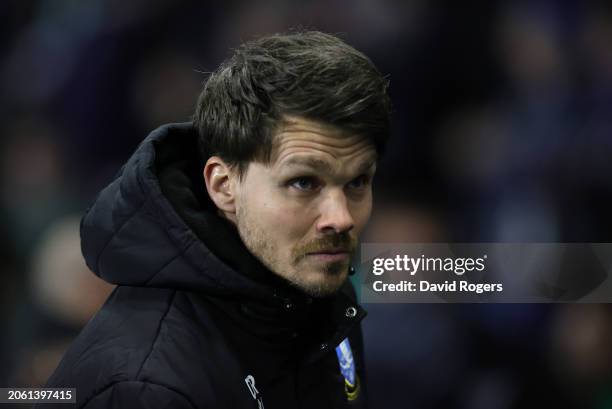 Danny Rohl, the Sheffield Wednesday manager looks on during the Sky Bet Championship match between Sheffield Wednesday and Plymouth Argyle at...