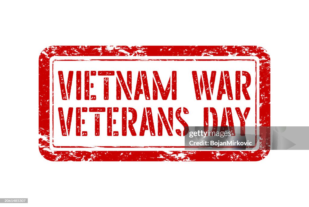 Vietnam War Veterans Day red stamp. Vector