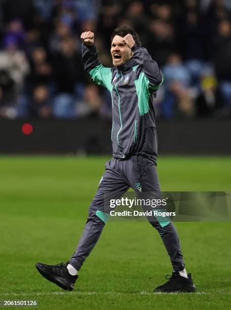 Danny Rohl, the Sheffield Wednesday manager celebrates after their victory during the Sky Bet Championship match between Sheffield Wednesday and...