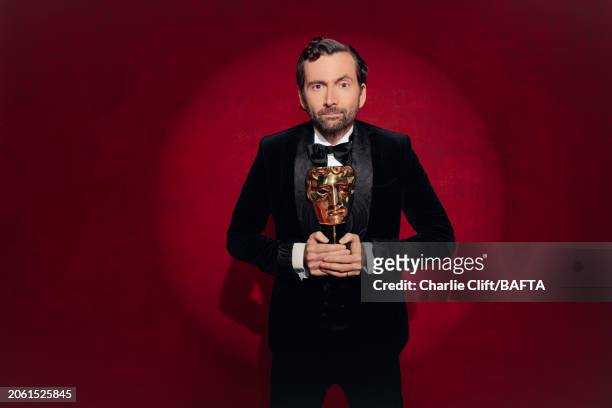 Actor David Tennant who hosts this year's Bafta film awards is photographed on January 15, 2024 in London, England.