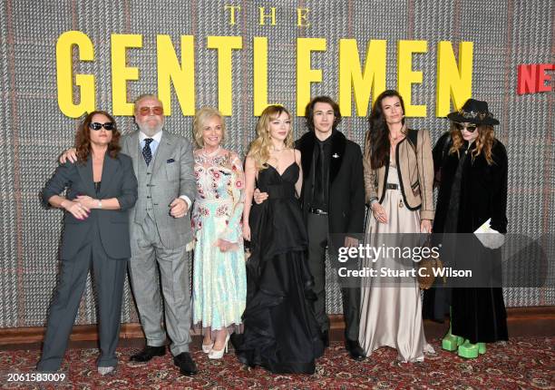 Jaime Winstone, Ray Winstone, Elaine Winstone and guests attend the UK series global premiere of "The Gentlemen" at the Theatre Royal Drury Lane on...