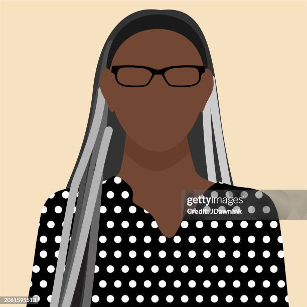 senior or baby boomer african american woman with braids simple icon avatar on vibrant colored background - baby boomer stock illustrations