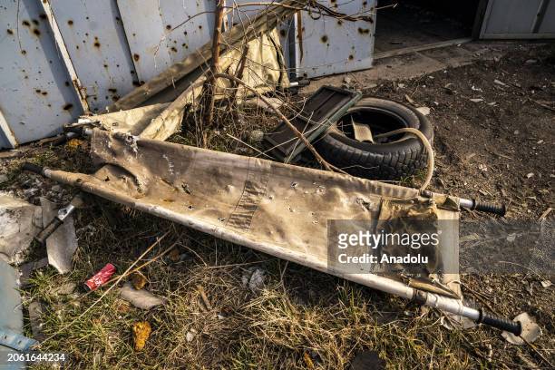 Scars of the Russo-Ukrainian war between Marinka and Vuhledar frontline DONETSK OBLAST, UKRAINE A view of a destroyed house after Russian shelling as...