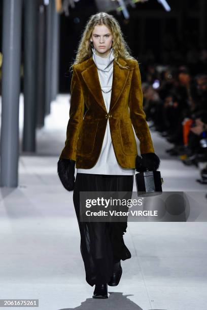 Model walks the runway during the Vuitton Ready to Wear Fall/Winter 2024-2025 fashion show as part of the Paris Fashion Week on March 5, 2024 in...