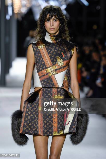 Model walks the runway during the Vuitton Ready to Wear Fall/Winter 2024-2025 fashion show as part of the Paris Fashion Week on March 5, 2024 in...