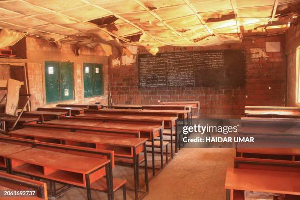 General view of a classroom at Kuriga school in Kuririga on March 8 where more than 250 pupils kidnapped by gunmen. Nigeria's President Bola Ahmed...