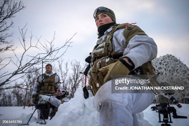 Norwegian Home Guard soldiers of the 17th District Company 'Ida and Lyra', part of the rapid mobilisation force within the Norwegian armed forces,...