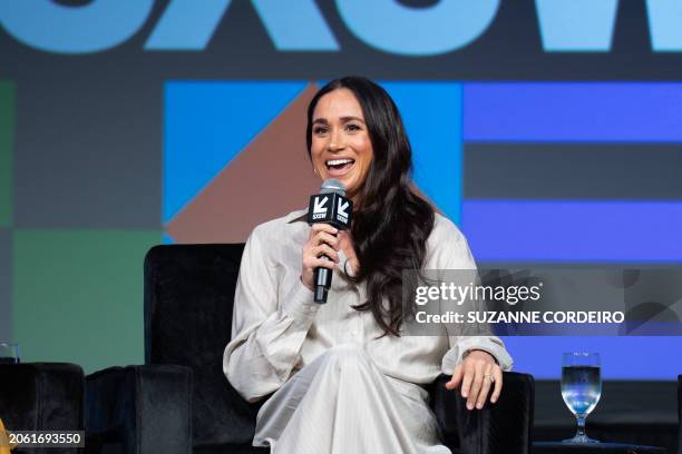 Britain's Meghan, Duchess of Sussex, attends the "Keynote: Breaking Barriers, Shaping Narratives: How Women Lead On and Off the Screen," during the...