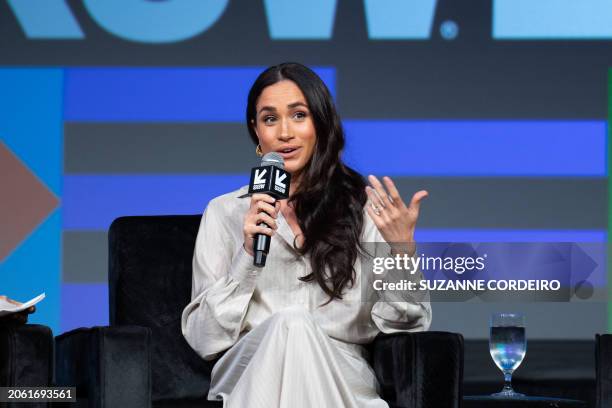 Britain's Meghan, Duchess of Sussex, attends the "Keynote: Breaking Barriers, Shaping Narratives: How Women Lead On and Off the Screen," during the...