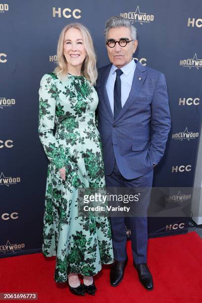 Catherine O'Hara and Eugene Levy at the star ceremony where Eugene Levy is honored with a star on the Hollywood Walk of Fame on March 8, 2024 in Los...