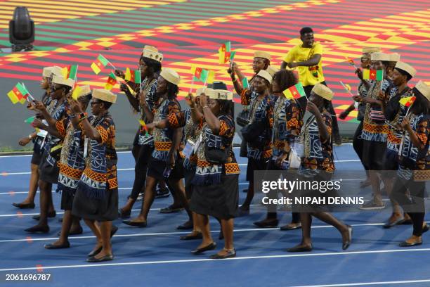 Athletes from Senegal parade during the opening ceremony of the 2023 African Games in Accra, Ghana, on March 8, 2024. The 13th edition of the African...