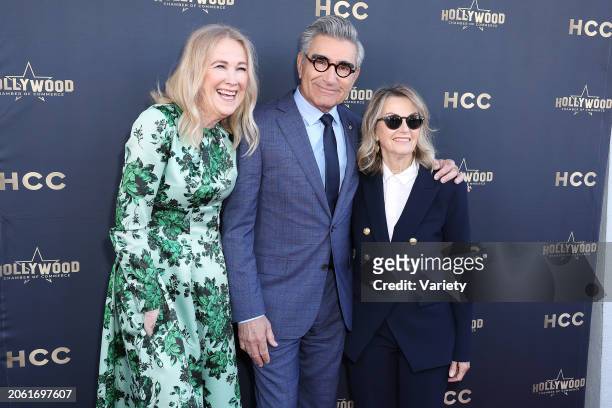Catherine O'Hara, Eugene Levy and Deborah Divine at the star ceremony where Eugene Levy is honored with a star on the Hollywood Walk of Fame on March...