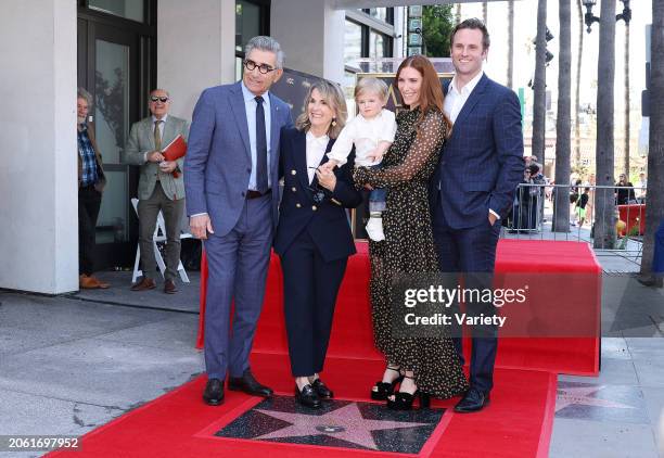 Eugene Levy, Deborah Divine, Sarah Levy and Graham Outerbridge at the star ceremony where Eugene Levy is honored with a star on the Hollywood Walk of...