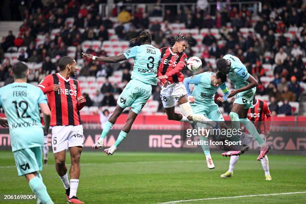Teji SAVANIER - 28 Hicham BOUDAOUI during the Ligue 1 Uber Eats match between Nice and Montpellier at Allianz Riviera on March 8, 2024 in Nice,...