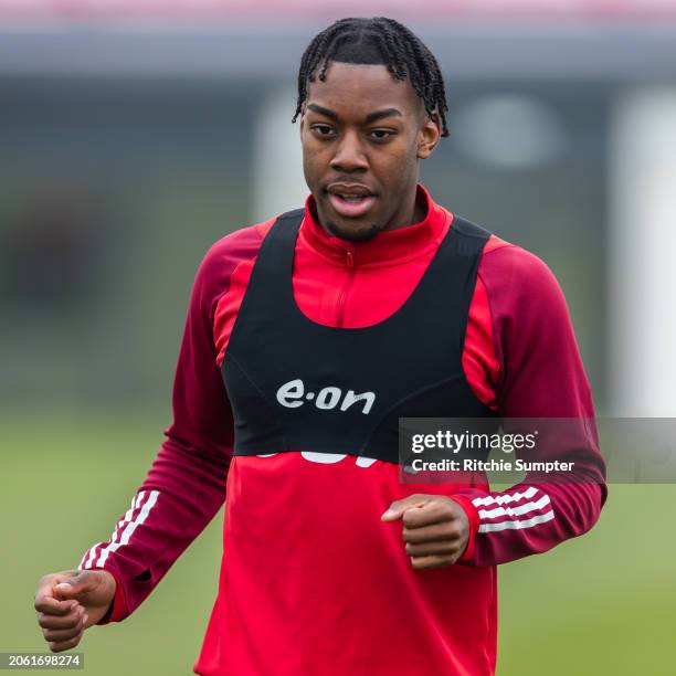 Anthony Elanga of Nottingham Forest at The Nigel Doughty Academy on March 7, 2024 in Nottingham, England.