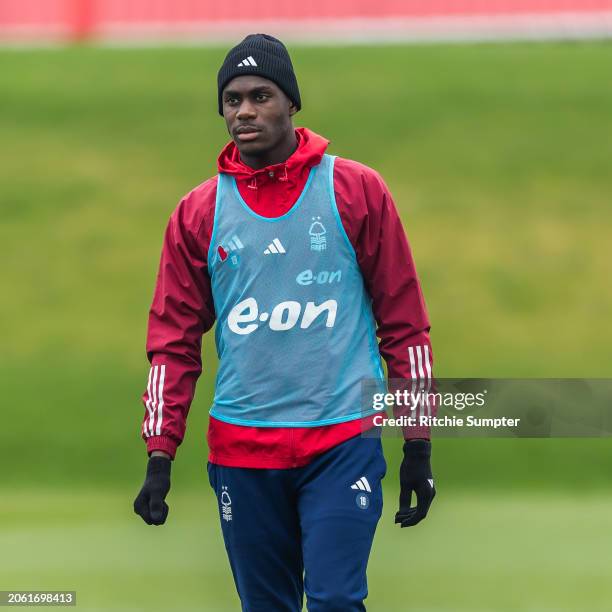 Moussa Niakhaté of Nottingham Forest at The Nigel Doughty Academy on March 7, 2024 in Nottingham, England.