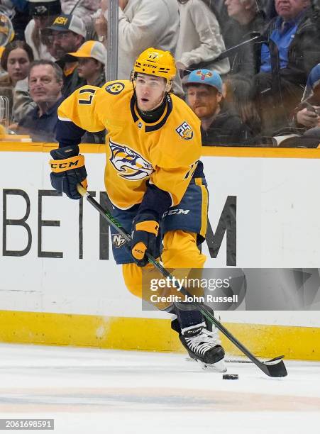 Mark Jankowskli of the Nashville Predators skates against the Colorado Avalanche during an NHL game at Bridgestone Arena on March 2, 2024 in...