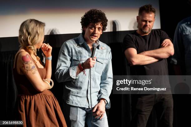 Alice Lowe, Aneurin Barnard, Vaughan Sivell and James Griffith at the "Timestalker" Premiere as part of SXSW 2024 Conference and Festivals held at...