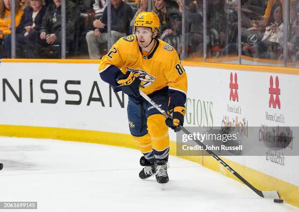 Tommy Novak of the Nashville Predators skates against the Colorado Avalanche during an NHL game at Bridgestone Arena on March 2, 2024 in Nashville,...