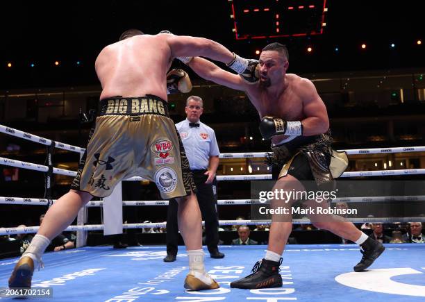 Joseph Parker fights Zhilei Zhang at Kingdom Arena on March 8, 2024 in Riyadh, Saudi Arabia.