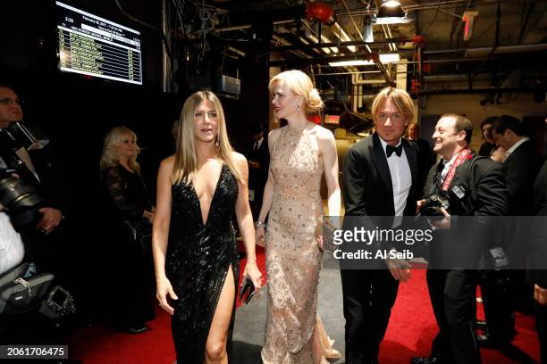 February 26, 2017 Jennifer Aniston, Nicole Kidman, and Keith Urban backstage at the 89th Academy Awards on Sunday, February 26, 2017 at the Dolby...